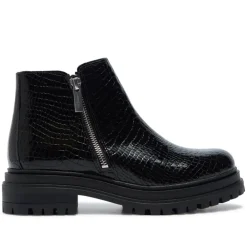 Arletta Black Croc Patent Leather Ankle Boots<Carl Scarpa Hot