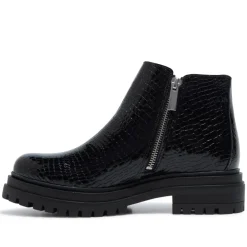 Arletta Black Croc Patent Leather Ankle Boots<Carl Scarpa Hot