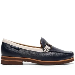 Aubrigo Off White-Navy Leather Snaffle Loafers<Carl Scarpa New