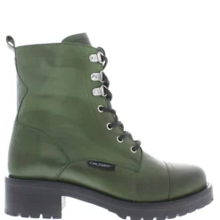 Blanca Chunky Lace-Up Green Leather Ankle Boot<Carl Scarpa Hot