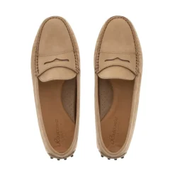 Domenica Beige Nubuck Suede Penny Loafers<Carl Scarpa