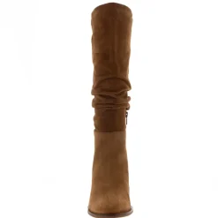 Ellis Tan Rouched Suede Long Ankle Boots<Carl Scarpa New