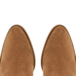 Ellis Tan Rouched Suede Long Ankle Boots<Carl Scarpa New