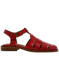 Emelot Red Leather Flat Sandals<Carl Scarpa Outlet