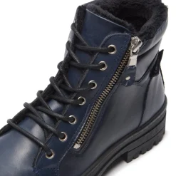 Galina Navy Leather Ankle Boots<Carl Scarpa Best