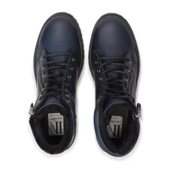 Galina Navy Leather Ankle Boots<Carl Scarpa Best