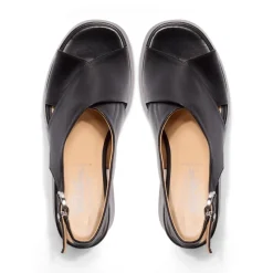 Glorioso Black Leather Wedge Platform Sandals<Carl Scarpa Outlet