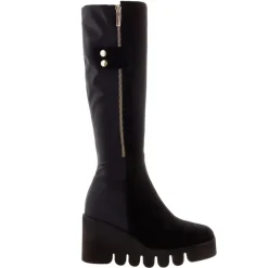 Hail Black Leather Wavesole Knee High Boots<Carl Scarpa Hot