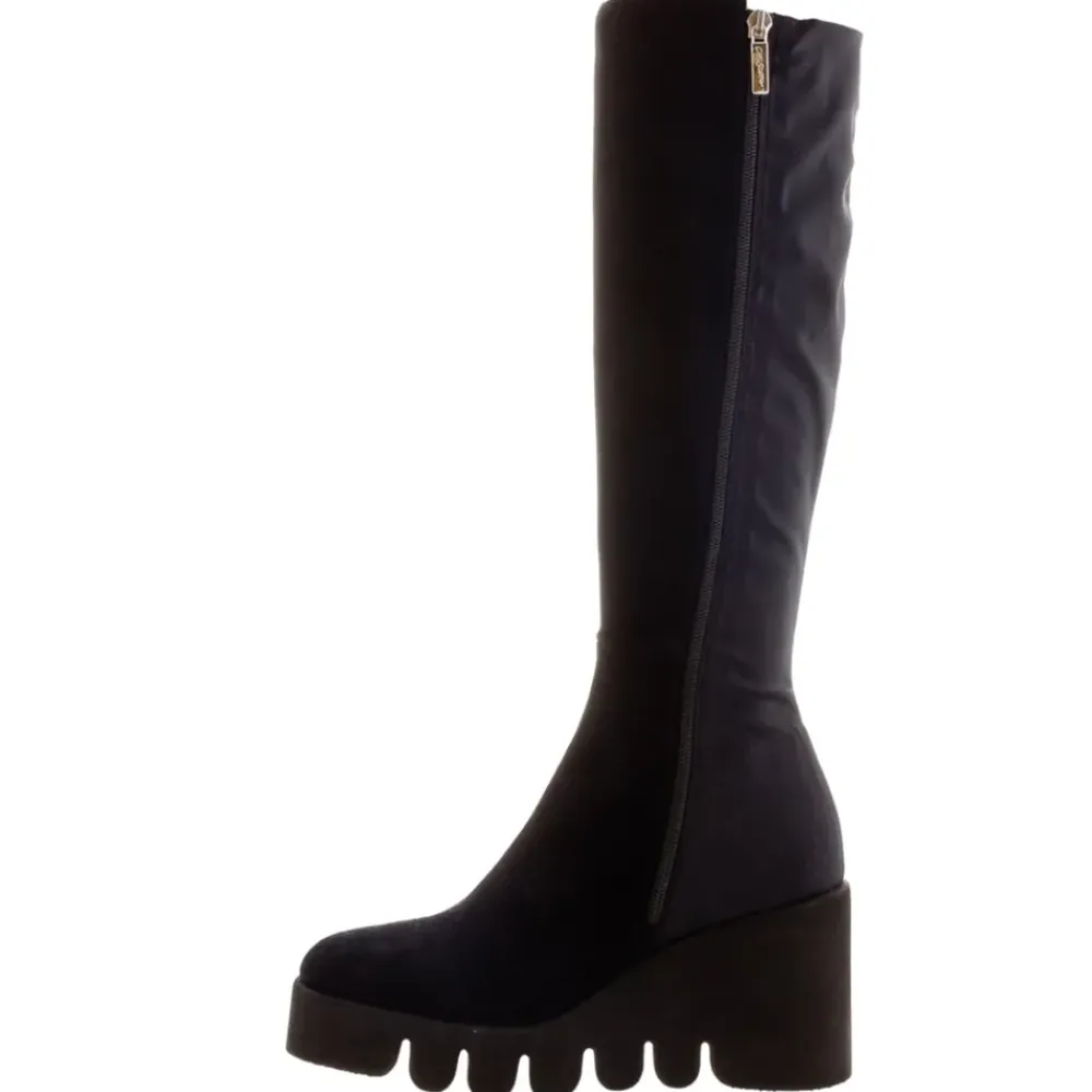 Hail Black Leather Wavesole Knee High Boots<Carl Scarpa Hot