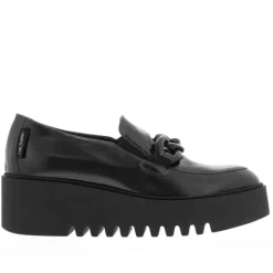Lizi Black Leather Chain Wedge Loafers<Carl Scarpa