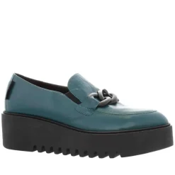 Lizi Teal Leather Chain Wedge Loafers<Carl Scarpa Online