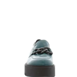 Lizi Teal Leather Chain Wedge Loafers<Carl Scarpa Online