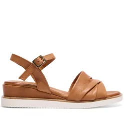 Myriad Tan Leather Wedge Sandals<Carl Scarpa Best