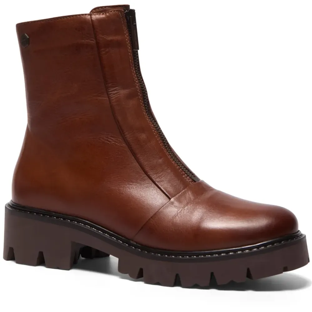 Sanica Tan Leather Zip-Up Ankle Boots<Carl Scarpa Hot