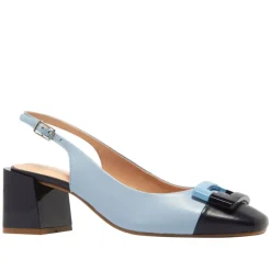 Sardinia Blue Leather Block Heel Courts<Carl Scarpa Outlet