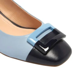 Sardinia Blue Leather Block Heel Courts<Carl Scarpa Outlet