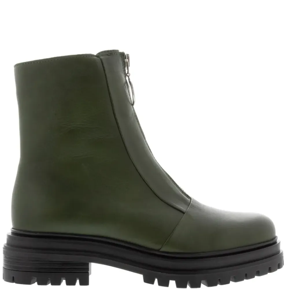 Savita Green Leather Zip-Up Ankle Boots<Carl Scarpa
