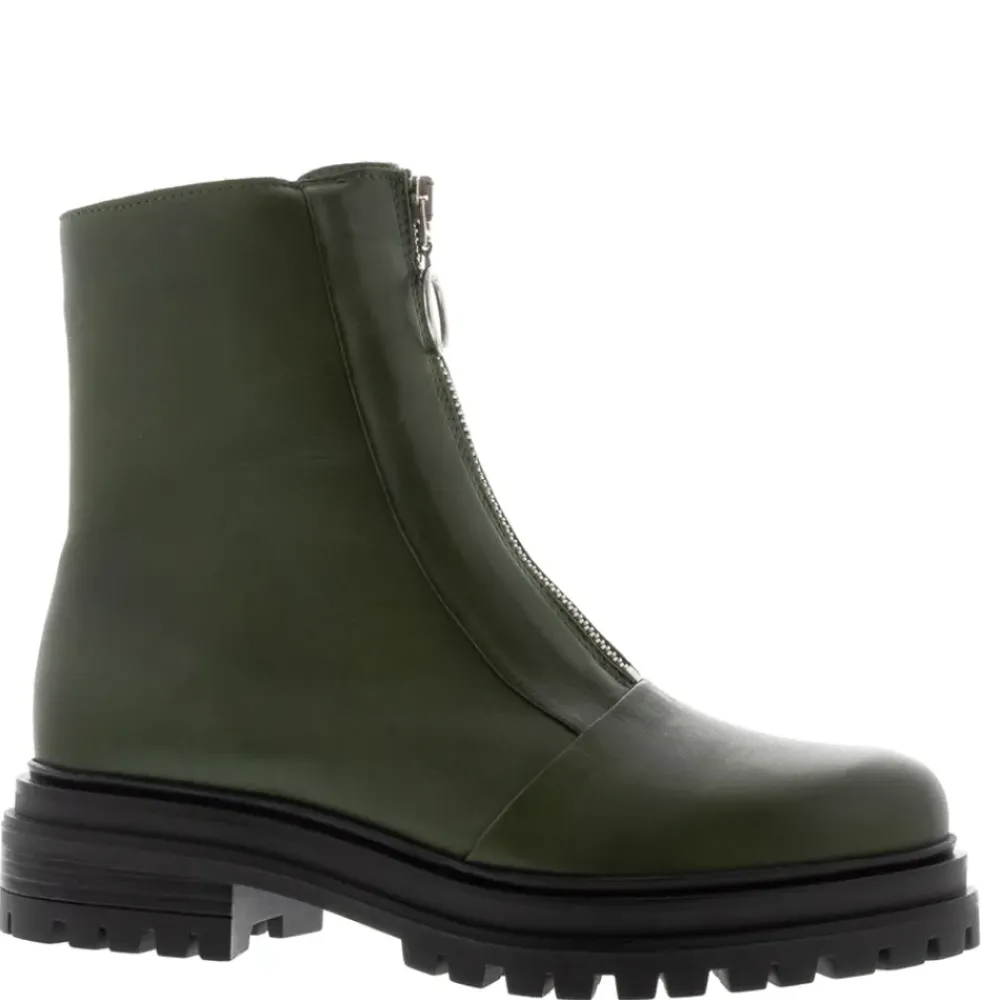Savita Green Leather Zip-Up Ankle Boots<Carl Scarpa