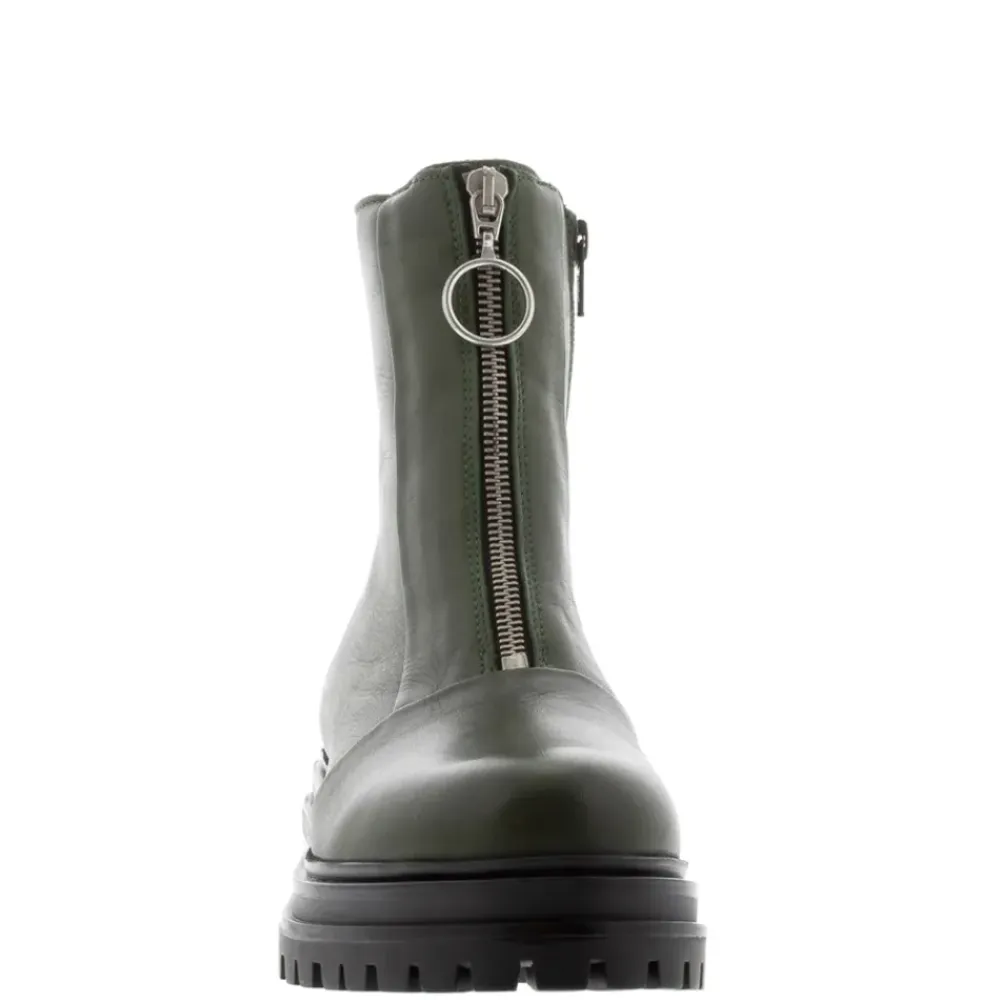 Savita Green Leather Zip-Up Ankle Boots<Carl Scarpa