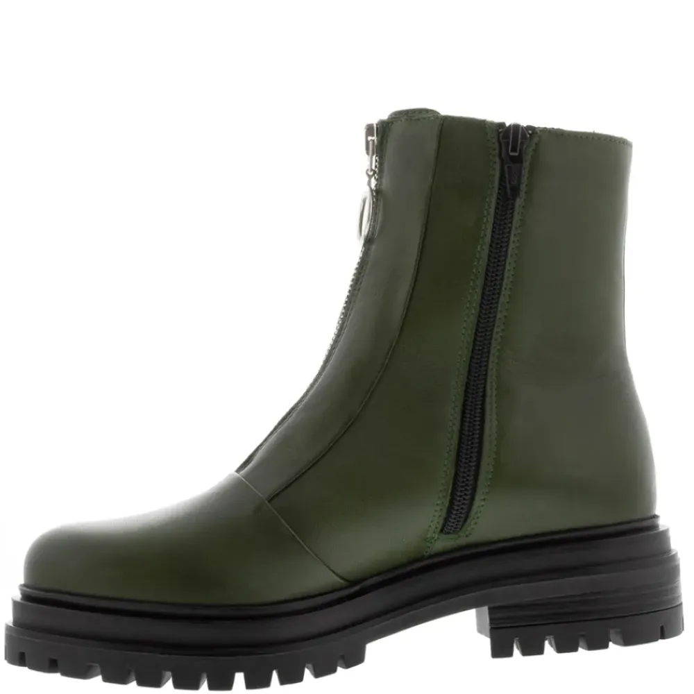 Savita Green Leather Zip-Up Ankle Boots<Carl Scarpa