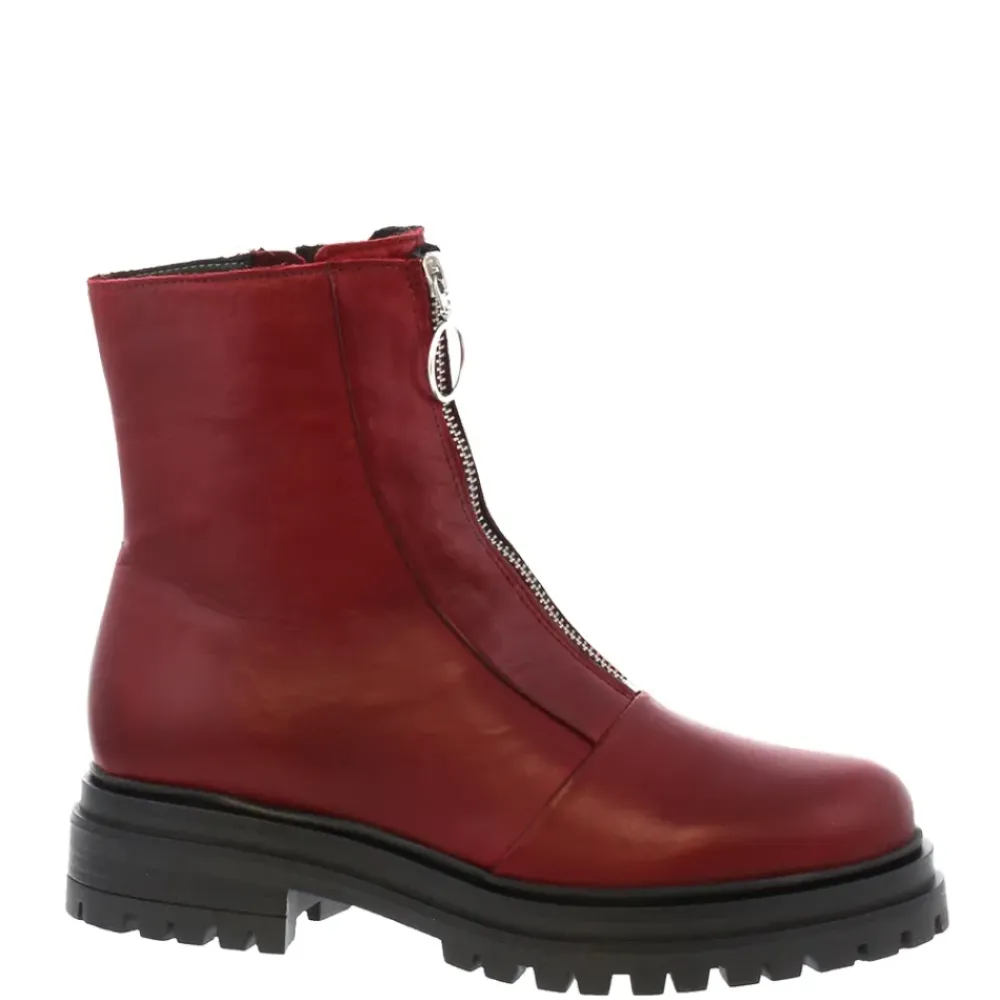 Savita Red Leather Zip-Up Ankle Boots<Carl Scarpa Hot