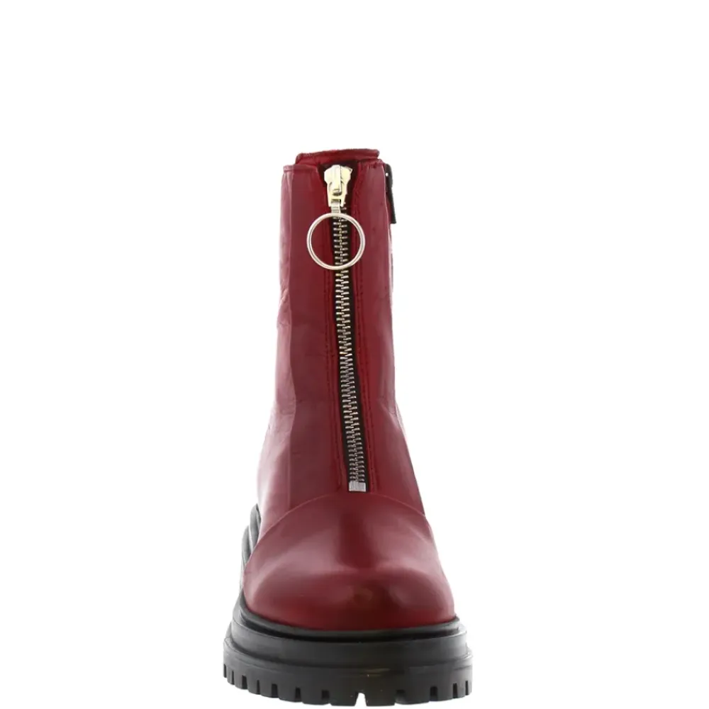 Savita Red Leather Zip-Up Ankle Boots<Carl Scarpa Hot