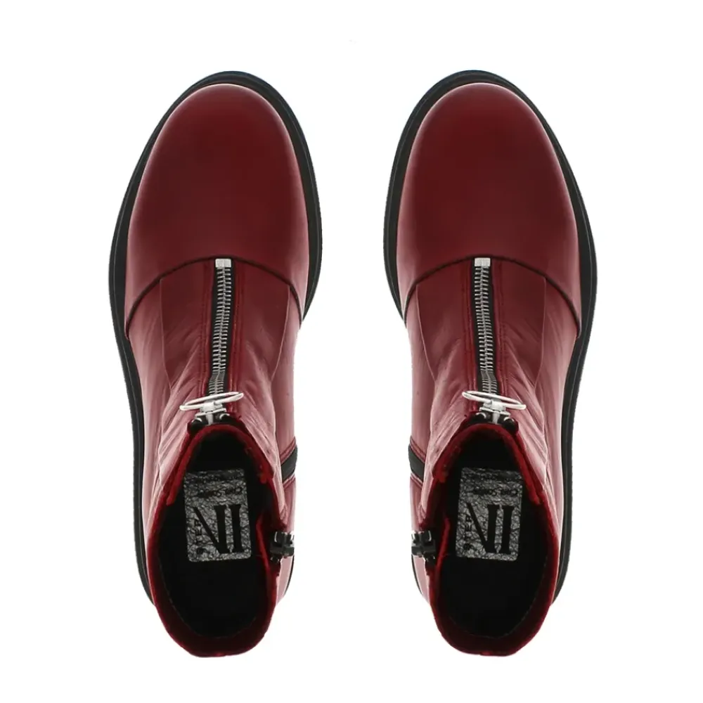 Savita Red Leather Zip-Up Ankle Boots<Carl Scarpa Hot
