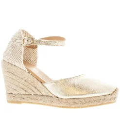 Sicily Champagne Leather Espadrille Wedge Sandals<Carl Scarpa Outlet