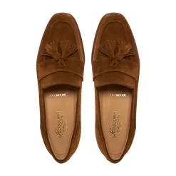 Tristini Tan Suede Low Block Heel Loafers<Carl Scarpa Clearance